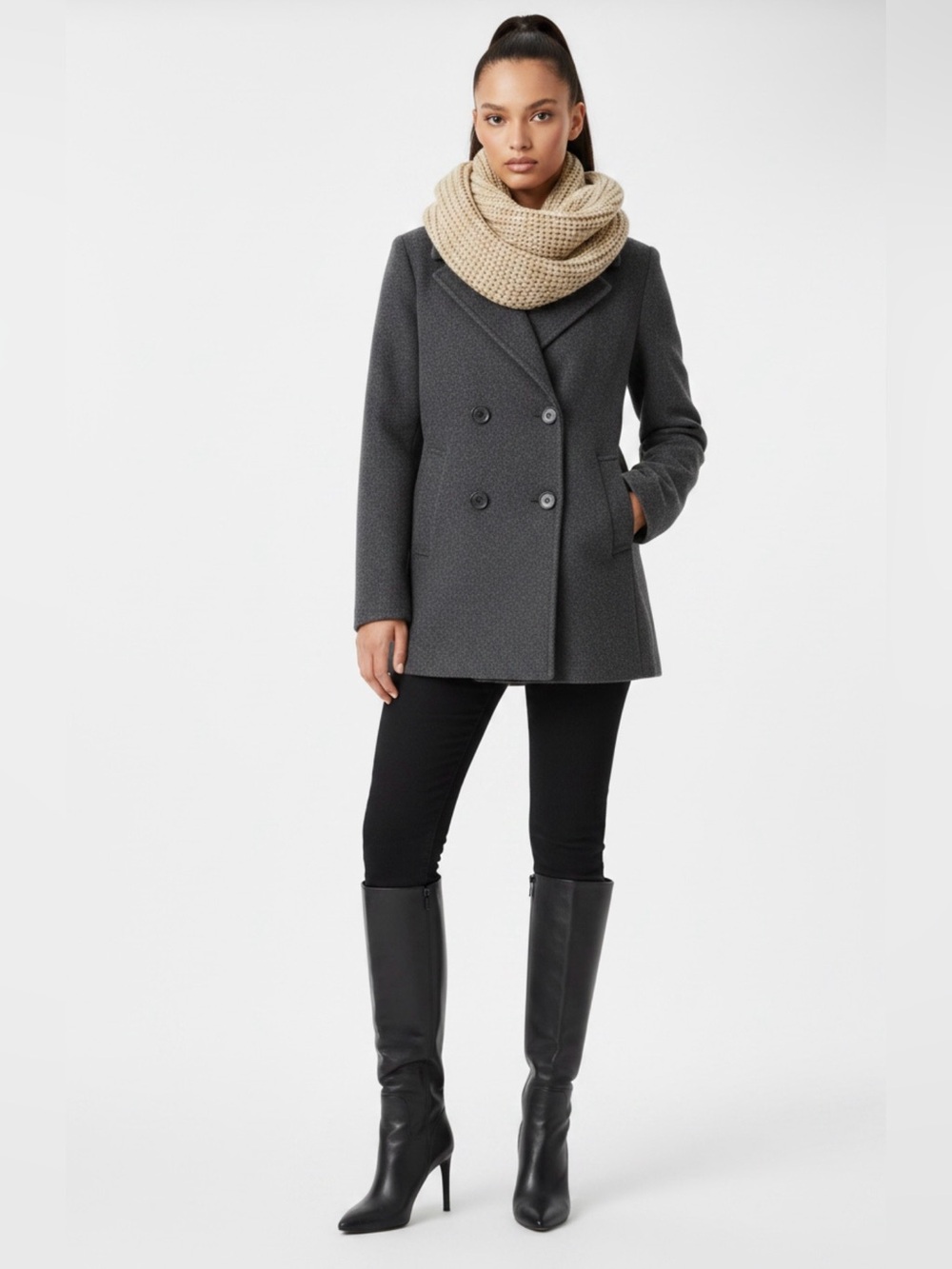 west loop Cozy Knit Infinity Scarf in Beige